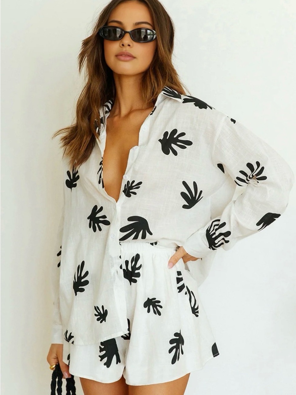 White & Black Printed two pieces set